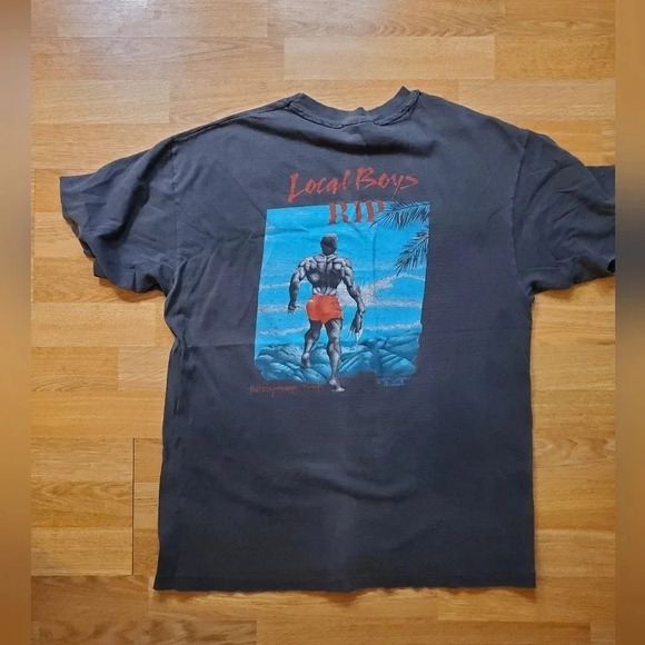 VINTAGE Master Graphics‎ Hawaii "Local Boys Rip" Graphic T-Shirt  Mel Isara 1987 - Picture 8 of 16